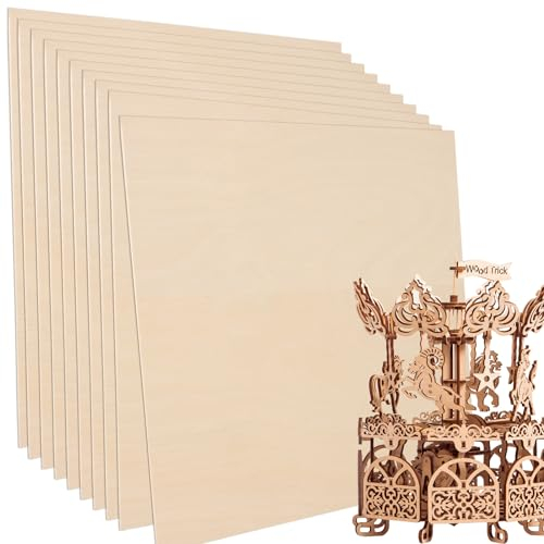 Madera contrachapada de abedul de 3 mm, 1/8 pulgadas, 12 x 12 pulgadas, madera para manualidades, hojas de abedul báltico de grado B/BB, proyectos de bricolaje, dibujo, pintura, láser, grabado de