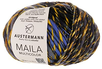 Maila Multicolor - dicke Wolle mit Farbverlauf zum Stricken - ca. 90m Lauflänge je 50g Wollknäuel Farbe 06 - Galaxie