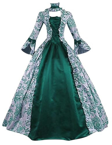 KBOPLEMQ Mittelalter Kleidung Damen Retro Prinzessin-Königin-Kleid Partykleid Ballkleid Renaissance Faltenrock Maxikleider Court Rokoko Barock Marie Antoinette Ballkleider Abendkleider Cosplay