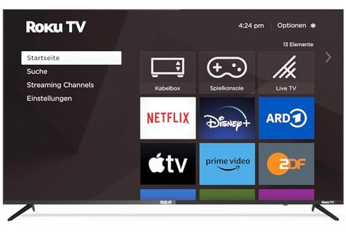 RCA RK65UN1 Smart TV 65 Zoll (164 cm), UHD 4K Fernseher Roku TV mit HDR10, HLG, WLAN, App Store, Triple Tuner (DVB-T/T2, DVB-C, DVB-S/S2), HDMI, USB (Nur für Deutschland) 2024