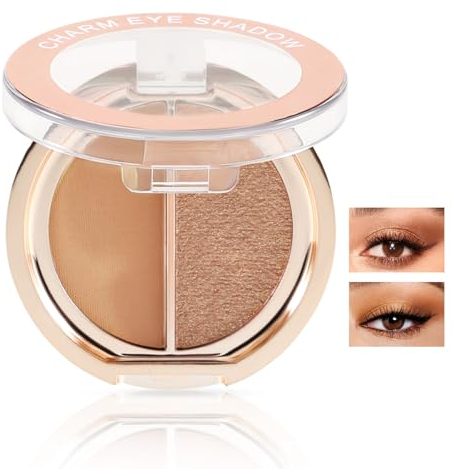 Boobeen Doppel Farbe Lidschatten Palette, Matte & Shimmer Metall Lidschatten Pulver, Farbe Lidschatten mischbar, Ultra Pigment lang anhaltende Augen Make-up Palette