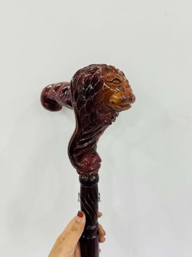 Nautischer Holzstock mit Löwenkopf, Handflächengriff, ergonomischer Griff, für Damen und Herren, Geschenk