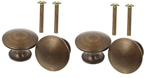 BESTonZON 4stücke Antike Kupfer Möbelknöpfe Runde Schrankgriffe Für Küchenschränke Kommoden Und Garderoben Installieren Design Mattem Finish