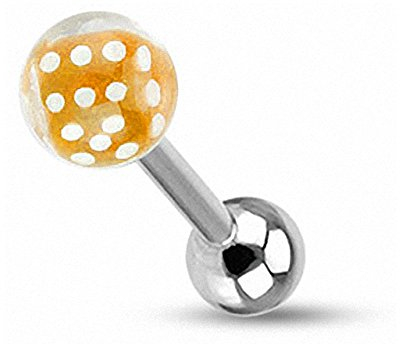 Piersando Piercing Zunge Intim Oral Ohr Tragus Zungenpiercing Ohrpiercing Stecker Stab Barbell Kugel Ball Würfel Inlay Orange