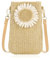 Handytasche Zum Umhängen Damen Umhängetasche Damen Klein Strohtaschen für Frauen Crossbody Strand Tasche Schultertasche mit Gurt Multifunktionale Crossbody Bag Vintage Braun Kleine Tasche Damen