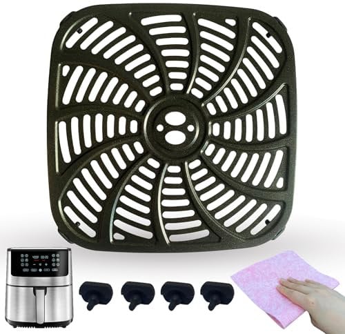 GSZN 8QT Square Air Fryer Grill Plate for Gourmia GAF838 Air Fryers, Upgraded Nonstick Air Fryer Grill Pan Insert Rack Crisper Tray Plate Grate Grid Shelf for Gourmia 8QT Air Fryer, Dishwasher Safe