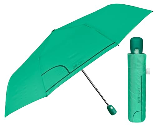 PERLETTI Regenschirm Damen Automatik Auf Zu Grün Hellgrün - Frauen Taschenschirm Sturmfest Windischer - Reise Mini Regen Schirm Klein Kompakt Taschenregenschirm - Durchmesser 98 cm (Mintgrün)
