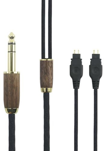 ABLET 6,35mm Audiokabel Kompatibel mit Sennheiser Kopfhörer HD600 HD650 HD580 HD660S HD58X HD660S2 HD6XX 6N OCC Silber Plated Cable Walnuss Holzgehäuse