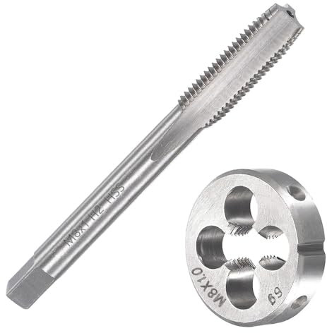 Saipor Jeu de tarauds et filières métriques M8 x 1,0 M8 x 1 mm HSS cannelé droit filetage machine à droite et matrice de filetage ronde