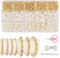 Perlen zum Auffädeln, 723 Stück Armbänder Selber Machen, Perlen Set Gold 4/6/8/10/12 mm Geschenke für Mädchen Kunstperlen DIY Schmuckherstellung mit Schere,Pinzette und Faden