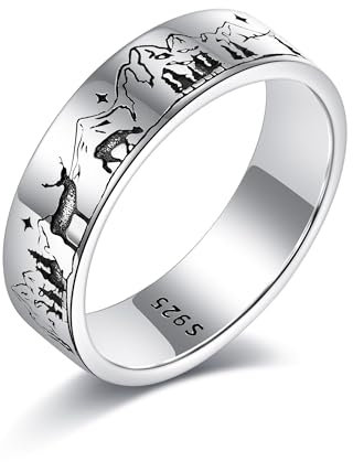 DAYLINLOVE Berg Ringe 925 Sterling Silber Natur Ringe Inspiration Schmuck Für Frauen Männer Kletterer Natur Liebhaber Freunde