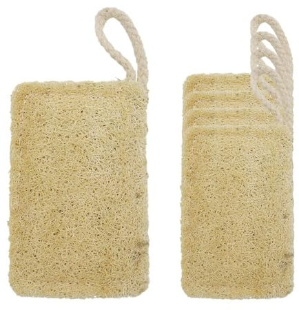 5pcs Natural Eco Dishwasher Sponges,Sustainable Plastic Free & Biodegradable Loofah Sponge with Hanging String to Dry(11x7cm)