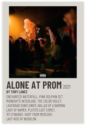 bnyesa Exklusive Art Rapper Tory Lanez Musik-Cover Alone at Prom Poster Leinwand Poster Schlafzimmer Dekor Landschaft Büro Zimmer Dekor Geschenk 60 x 90 cm