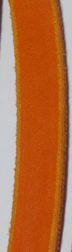 Krambambulishop.de Fettleder Meterware DIY Flachleder Leder Soft Verschiedene Breiten 6/8/10/12/15/18mm (Orange, 10mm)