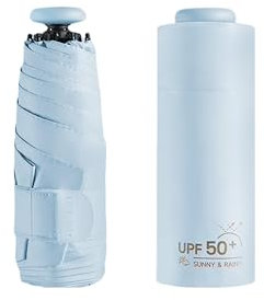 Mini Paraguas de Viaje con Protección UV UPF 50 99,9 % , Compacto/Ligero, Pequeño Portátil, Mochila/Bolso Plegable Paraguas de Bolsillo, Resistente a La Lluvia/Bloqueo/para Mujeres y Niños