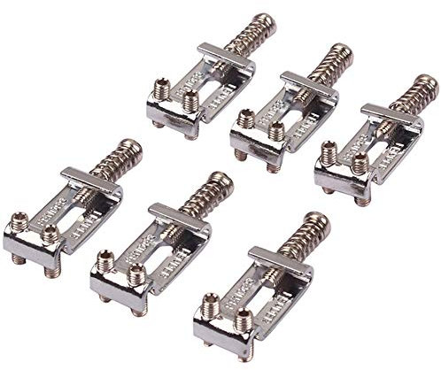 RuiJOTWAT Lot de 6 pontets de chevalet à trémolo à rouleaux pour guitares électriques Strat Stratocaster et Tele Telecaster, nickel argent