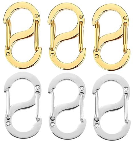 6 PCS Double Opening Shortener Clasps Stainless Steel Lobster Clasps Universal Necklace Clasp Silver/Golden Charm Clasp S Lock for DIY Jewelry Making Bracelet Crafts