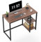 WOHOMO Small Computer Desk 100cm with 2-Tier Shelves, Sturdy Home Office Desk with Storage for Bedroom, Modern Gaming Desk, Study Workstations Writing Laptop Desk, Brown