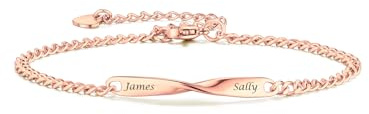 PiercingJak Partnerarmbänder mit Gravur Personalisierte Armbänder Paar Partner Armband Edelstahl Mobius Armkette Freundschaftsarmbänder Liebe Freundschaft Geschenke für Damen Herren