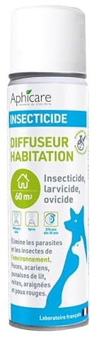 Aphicare - Insecticide habitat - diffuseur automatique - Puces, Tiques, Punaises de lit - 250 ml - 60 m² - Fabriqué en France - Efficacité testée et prouvée