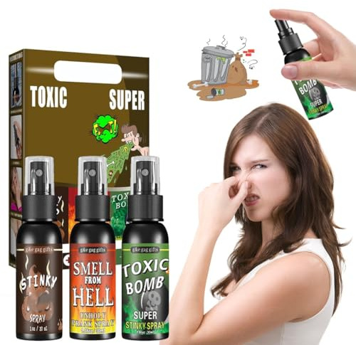 Lebenistgut 3 Stück Spaßspray Set | Novelty Prank Spray, Scherzartikel mit Sicherem Geruch, Extra Strong, 90 Ml