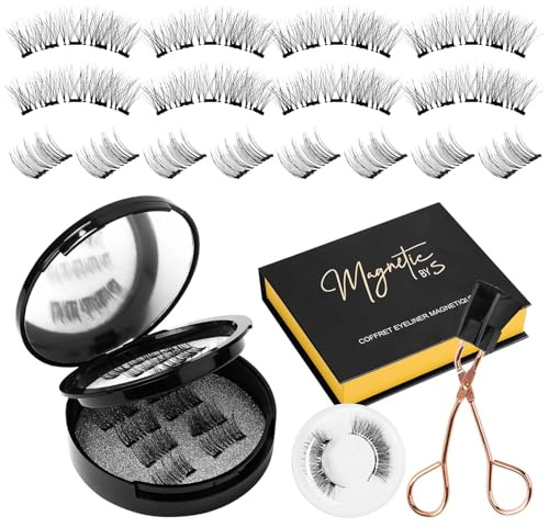 Magnetische Wimpern, Magnet Wimpern mit Applikator, Magnetisch Natürlicher Look Magnetwimpern Magnetische Wimpern mit Zange Wiederverwendbar Kein Kleber, Künstliche Wimpern Magnetisch
