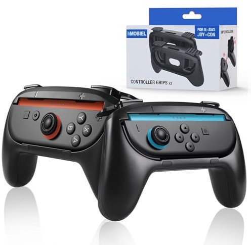 MMOBIEL Controller Griffe für Nintendo Switch 2 2er Pack Ergonomische, Rutschfeste Griffhalter für Joy-Con Controller – Komfortable Gaming Grips - Präzisionssteuerung & Langlebigkeit – Schwarz