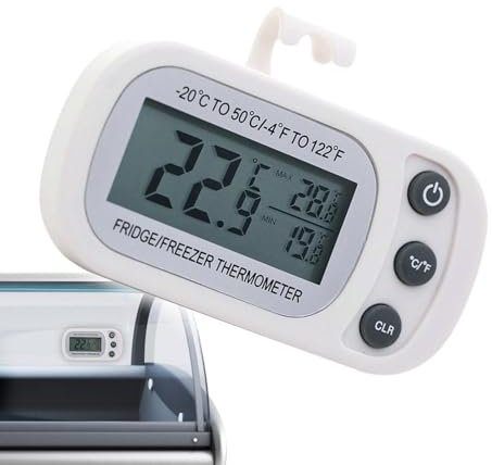Refrigerator Thermometer, Digital Fridge And Freezer Thermometer With LCD Display, Max/Min Memory Function For Indoor Kitchen Storage Monitoring And Food Safety, Easy Installation