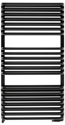 LUXRAD Badheizkörper Stark 960 x 530 mm Schwarz Matt, 825 W, ZBD Anschluss, wasserführend, Handtuchheizkörper für Zentralheizung