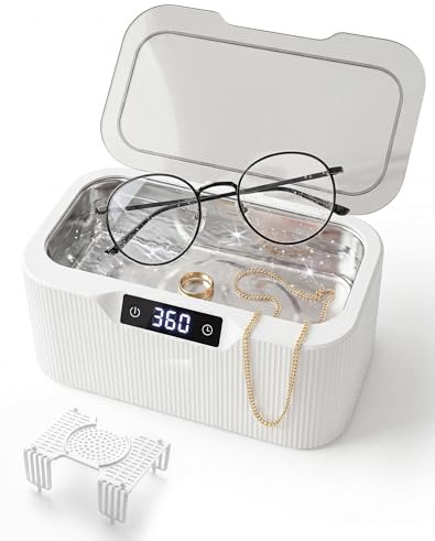 SUNFATT Ultraschallreinigungsgerät 500ml – 45kHz Profi Brillenreinigungsgerät mit LED-Anzeige, 4 Reinigungsmodi & 304 Edelstahlwanne für Brillen, Schmuck, Zahnersatz, Uhren und Baby-Zubehör
