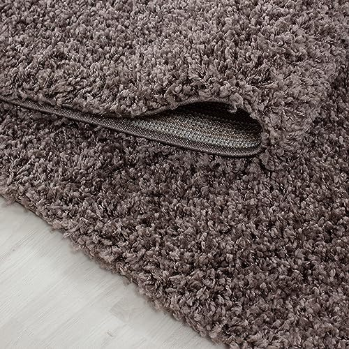 KADIMA DESIGN Hochflorteppich Einfarbig Uni Weich Flauschig Waschbar Strapazierfähig Langlebig Taupe 80x80 cm Wohnzimmer Schlafzimmer Flur Fußbodenheizung geeignet Schadstoffgeprüft | RHEIN