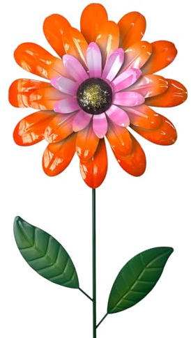 dio only for you Gartenstecker Blume 90cm | Gartendekoration Blumenstecker Gartenstecker Orange-Pink