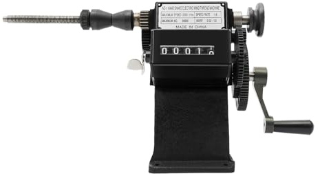 Manuelle Spulenwickelmaschine mit mechanischem Zähler 0-99999, Handwickelgerät für Kupferdraht 0,02-2,6 mm, max. Spulendurchmesser 150 mm – für Trafo, Audio, Spulen, Induktivitäten (Gusseisen/Stahl)