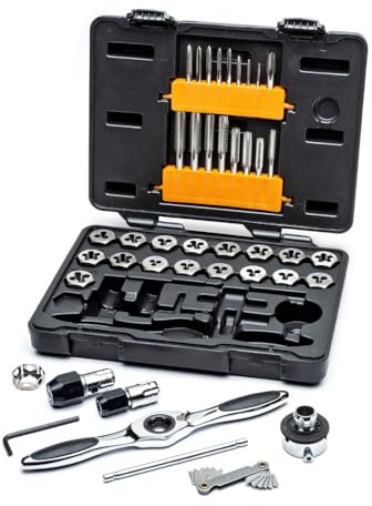 GearWrench 3885 Juego de Llaves de Machos y Terrajas de Trinquete SAE, 42 Piezas