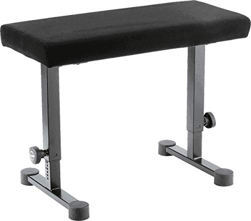 K&M Klavierbank - 14086: Hochwertige Stahlbank mit Stoffsitz in Schwarz, Beidseitige Höhenverstellung, Stabil durch Stahlrohrkonstruktion und Parkettschoner, Passend zum Keyboardtisch 18810