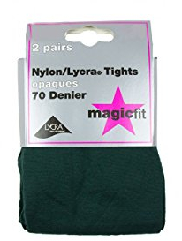 2 pair pack 70 Denier Opaque School Tights art no 7134 (11/13, BOTTLE GREEN)