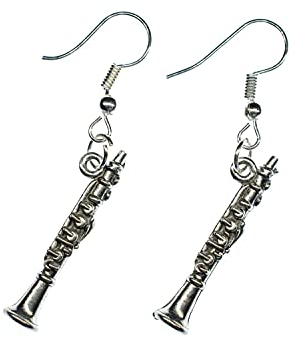 Miniblings Klarinetten Instrument Ohrringe - Handmade Modeschmuck I Orchester Klarinettistin Band Jazz Silber - Ohrhänger Ohrschmuck versilbert