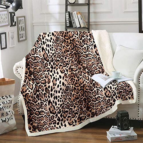Leopardenmuster Wohndecke Wild Cheetah Drucken Kuscheldecke für Sofa Couch Frauen Wildlife Stil Flanell Fleecedecke Atmungsaktives Tier Thema Muster Couchdecke Raumdekor Decke 150x200cm