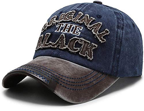 Herren Kappe Hut Distressed Washed Cotton Einstellbare Mode Trucker Cap Sommer Belüftete Baseball Sun Cap Hat-Blue_Adjustable