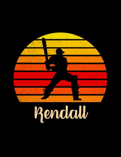 Kendall Name Gift Personalized Cricket Lined Notebook, Daily Journal for Sport Lovers: A4, Pretty, Over 100 Pages, Hour, 8.5 x 11 inch, Planning, 21.59 x 27.94 cm, Meeting, Meal, To Do List