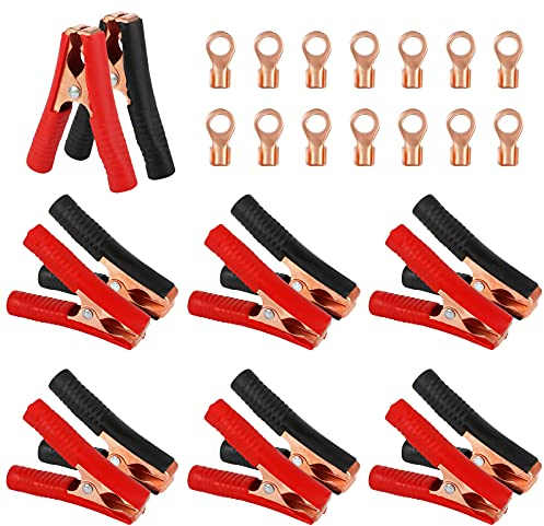 dafuhao 14 Pcs 100A 9cm Kupfer-Krokodilklemme Klemmen für Starthilfekabel Autobatterie Clips Auto Krokodilklemme Elektrische Autobatterie Krokodilklemmen Batterieladegeräte