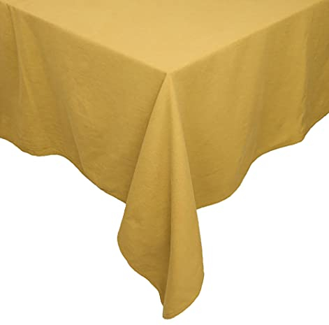 Tischdecke Tischwäsche Leinen-Optik Lissabon Uni einfarbig Tischtuch Verschiedene Größen/Farben (Senfgelb, 160 x 160 cm)