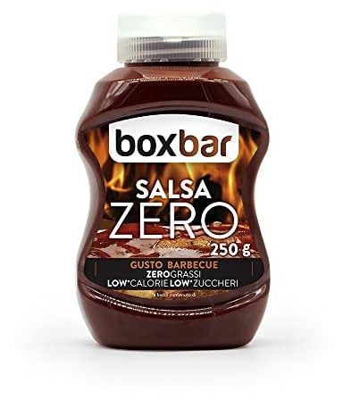 BoxBar salsa Barbecue zero, a basso contenuto di calorie, zuccheri e zero grassi. Senza glutine e vegetariana (1 Flacone da 250g)