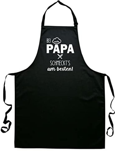 tradercat grillschürze für männer, grillschürze für männer lustig aus Baumwolle, die perfekte grill schürze für papa als vatertagsgeschenk grillschürze (Bei Papa schmeckts am besten)