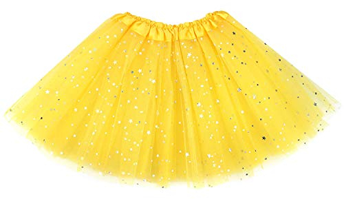 Auranso Tüllrock Kinder Mädchen Röcke Tutu Prinzessin Ballettrock Minirock Tanzkleid Partykleid 2-7 Jahre Gelb