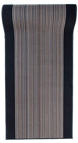 Mazovia rutschfest Teppich Läufer Flur - Modern Streifen Muster Teppichläufer - Kurzflor Flurläufer für Vorzimmer, Küche - ÖKO-TEX Zertifiziert - Meterware Grau - 67 x 100 cm