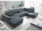 Wohnlandschaft mit verstellbaren Kopfstützen und Schlaffunktion in anthrazit | Sofa in U-Form mit Bettkasten rechts