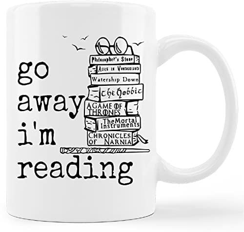 kunlisa Funny Book Mugs Cup,Go Away I'm Reading Ceramic Mug-11oz Coffee Milk Tea Mug Cup,Reading Quote Mugs,Gifts for Students Teen Girls Boys Book Lovers Bookworm Book Nerd