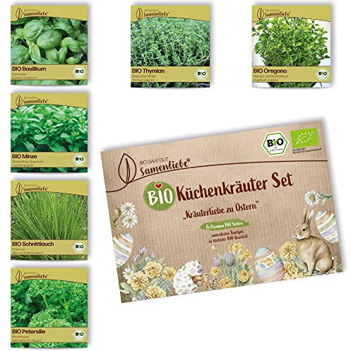 BIO Kräuter Samen Set: 6 Sorten samenfeste BIO Kräutersamen mit Basilikum Samen Petersilie Samen - BIO Saatgut Set als nachhaltiges Geschenk von Samenliebe