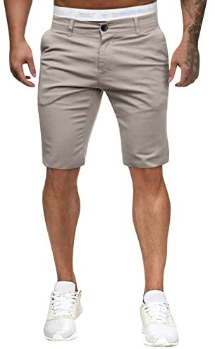 Buetory Mens Slim Fit Casual Chino Shorts Comfort Stretch Cotton Work Shorts Summer Beach Stretch Twill Chino Golf Shorts(A-Grey,Medium)